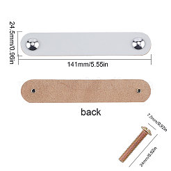 Puの革ドアハンドル  キャビネットドアストラップ交換用アクセサリー  銀  141x24.5x3.5mm  穴：3.5mm  24x7.5&nbsp;FIND-WH0052-52B