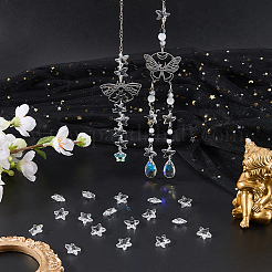 80Pcs Transparent Faceted Glass Connector Charms&nbsp;GLAA-SP0001-88E-01