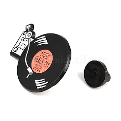 音楽は私の魂を癒すエナメルブローチ  バックパック用合金ラペルピンバック  ブラック  25x30.5mm&nbsp;X-JEWB-I062-01EB-01