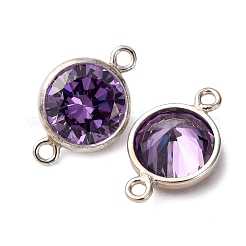 925 Streling Silver Pave Cubic Zirconia Birthstone Connector Charms&nbsp;STER-NH0001-80P-11