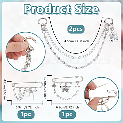 Cross Aluminium Chain & CCB Plastic & Imitated Pearl Acrylic Bead Boot Strap Chains&nbsp;HJEW-OC0001-47