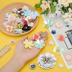 工芸品用の DIY ABS プラスチックとラインストーンの花  ミックスカラー  18~65x21~65x5~15mm&nbsp;DIY-WH0899-14