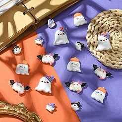 20個 5スタイル ハロウィーン 不透明樹脂 デコデン カボション  小さな幽霊  ミックスカラー  13~28x13~24x7~10mm  4個/スタイル&nbsp;CRES-YW0002-30