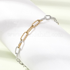 4MM Two Tone 304 Stainless Steel Textured Paperclip Chain Bracelets for Man and Women&nbsp;SA-CBAB767-08GP