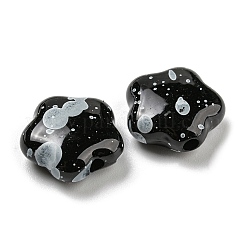 スプレー塗装された不透明なアクリルビーズ  スター  ブラック  14.5x15x6.5mm  穴：2.2mm&nbsp;MACR-K350-06A