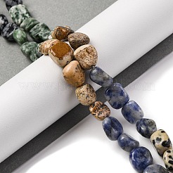 Natural Dalmatian Jasper & Blue Spot Jasper & Green Spot Jasper & Snowflake Obsidian & Picture Jasper Beads Strands&nbsp;G-L610-B11-01