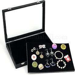 PU Presentation Clear Glass Lid Boxes&nbsp;CON-WH0086-023