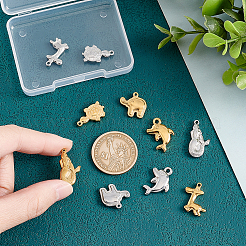 10Pcs 10 Style 201 Stainless Steel Machine Polishing Pendants&nbsp;STAS-UN0040-56