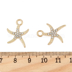 合金ラインストーンペンダント  ヒトデ  ゴールドカラー  19.5x16x2mm  穴：2mm&nbsp;PALLOY-P312-03G