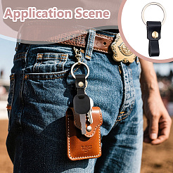 4Pcs Rectangle Cowhide & Iron Keychains&nbsp;FIND-FG0005-58B