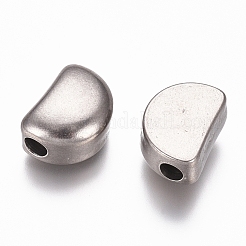 変色しない304ステンレススチールビーズ  ムーン  ステンレス鋼色  8x11x6mm  穴：2.5mm&nbsp;STAS-G218-17P