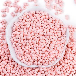 焼付塗装ガラスシードビーズ  丸い穴  ピーナッツ  ミスティローズ  3.5x6x3.5mm  穴：0.9mm  約83個/10g&nbsp;X1-SEED-K010-A25