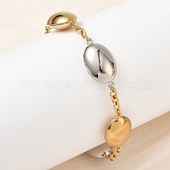 Two Tone Oval 304 Stainless Steel Link Bracelets for Women&nbsp;BJEW-A169-12GP