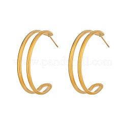 Two-layer C-Shaped 304 Stainless Steel Stud Earrings&nbsp;WU2409