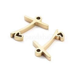 304ステンレススチールチャーム  レーザー切断  14KGP本金メッキ  文字t  11x8x1.5mm  穴：1mm&nbsp;X-STAS-M327-02G-T