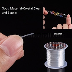 フラット弾性クリスタルストリング  弾性ビーズ糸  ストレッチブレスレット作り用  染め  ホワイト  0.8mm  約12.02ヤード（11m）/ロール&nbsp;X-EW014