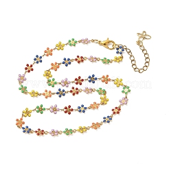 304 Stainless Steel Enamel Colorful Sunflower Link Chain Necklaces for Women&nbsp;NJEW-JN06104