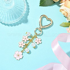 Flower Alloy Enamel with ABS Plastic Pearl Keychain&nbsp;KEYC-JKC01098