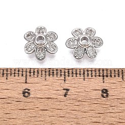Brass Micro Pave Clear Cubic Zirconia Bead Caps&nbsp;KK-Q071-08P-02