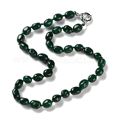 Natural Green Onyx Agate(Dyed & Heated) Nuggets Beaded Necklaces for Women&nbsp;NJEW-H047-07