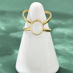 Oval 304 Stainless Steel Enamel Cuff Rings for Women&nbsp;RJEW-G355-03G