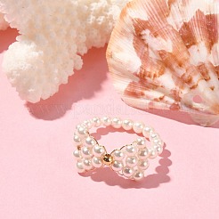 Shell Pearl Beaded Bowknot Finger Rings&nbsp;RJEW-TA00075