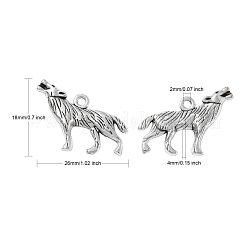 チベット風合金ハウリングオオカミペンダント  オオカミ  カドミウムフリー＆鉛フリー  アンティークシルバー  26x18x4mm  穴：2mm&nbsp;X-LF1753Y