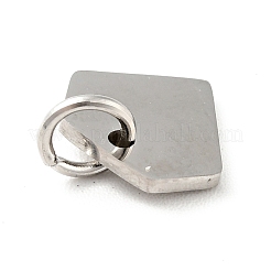 変色しない201ステンレススチールペンダント  丸カン付き  ダイヤモンド形状  ステンレス鋼色  8x9.5x1mm  丸カン：5x0.8ミリ  3.4mm内径&nbsp;STAS-E015-02P