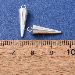304ステンレスペンダント  スパイク/コーン  銀  18x5mm  穴：2mm&nbsp;X-STAS-G214-47S-01