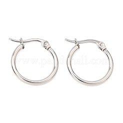 201 ステンレススチールフープピアス  304ステンレスピン付き  プラチナ  20x19x2mm&nbsp;SA-CBA4A0D-16P-D