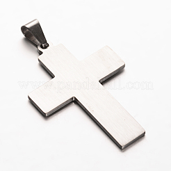 文字入りの変色しない十字架 304 ステンレススチールペンダント  ステンレス鋼色  44x30x2mm  穴：4x8mm&nbsp;X-STAS-N068-47B