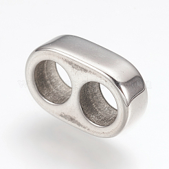 304ステンレススチールマルチ連リンク  レザーコードブレスレット作り用  オーバル  プラチナ  12x7.5x4mm  穴：4mm&nbsp;STAS-G164-51P