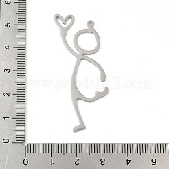 304ステンレスペンダント  指 ハート 人間  ステンレス鋼色  49.5x21.5x1.5mm  穴：1.5mm&nbsp;STAS-G355-16P