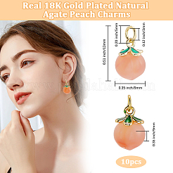 10Pcs Natural Agate Peach Charms with Brass Jump Rings&nbsp;G-BBC0001-62