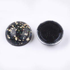 樹脂カボション  キラキラパウダーと金箔  半円  ブラック  12x5.5mm&nbsp;X-CRES-T012-07A