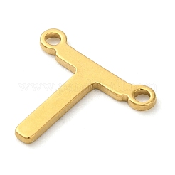 304ステンレススチールチャーム  18KGP本金メッキ  レターチャーム  文字t  10x11x1mm  穴：1mm&nbsp;STAS-Z074-04G-T