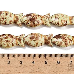 合成ターコイズビーズ連売り  魚  染め  スプレー塗装  淡黄色  24x11.5~12x7mm  穴：1.2mm  約17個/連  15.16''（38.5センチメートル）&nbsp;TURQ-F019-01E