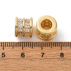 Brass Micro Pave Clear Cubic Zirconia European Beads&nbsp;KK-F898-12G