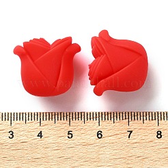 バラの形をしたシリコンビーズ  焦点ビーズ  レッド  20x22x15mm  穴：3mm&nbsp;SIL-S011-02D