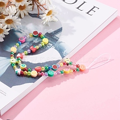 Polymer Clay Fruit Beaded Mobile Straps&nbsp;HJEW-JM00415