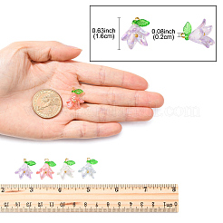 50個透明アクリルパーツ  花  真鍮パーツ  淡いターコイズ  16mm  穴：2mm  50個/セット&nbsp;PALLOY-FS00038-04