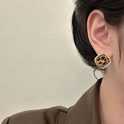 Brass & Resin Stud Earrings&nbsp;FS-WGCDE8B-01
