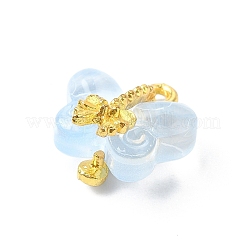 ガラスチャーム  合金パーツ  蝶  ゴールドカラー  ブルー  15.5x14.5x7.5mm  穴：1.5mm&nbsp;GLAA-I054-01D