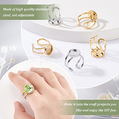 8Pcs 4 Style 201 Stainless Steel Open Cuff Ring Findings&nbsp;STAS-GA0001-54