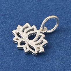 925 Sterling Silver Lotus Flower Charms with Jump Rings&nbsp;FIND-U013-02S-03