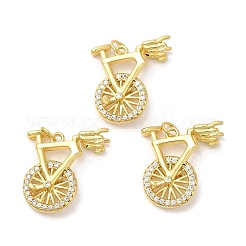 Rack Plating Brass Micro Pave Cubic Zirconia Pendants&nbsp;KK-C030-14G