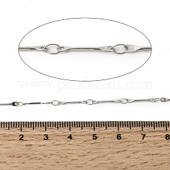 304ステンレススチールリンクバーチェーン  ハンダ付け  スプールで  ステンレス鋼色  12.5x2x1mm&nbsp;CHS-B015-06P