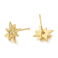 Rack Plating Brass Micro Pave Cubic Zirconia Stud Earring&nbsp;EJEW-C079-09G