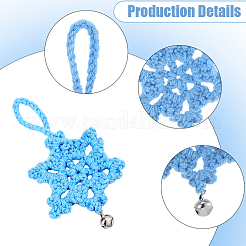12Pcs 4 Colors Cotton Snowflake Pendant Decoration&nbsp;HJEW-GF0001-70