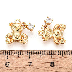 Brass Micro Pave Clear Cubic Zirconia Pendants&nbsp;X1-KK-T078-02G-05